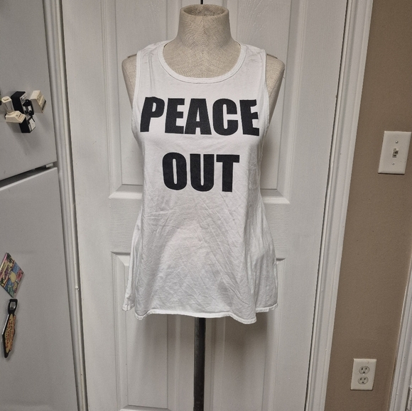Chaser Cream Tank Top Peace Out Graphic - Picture 2 of 5